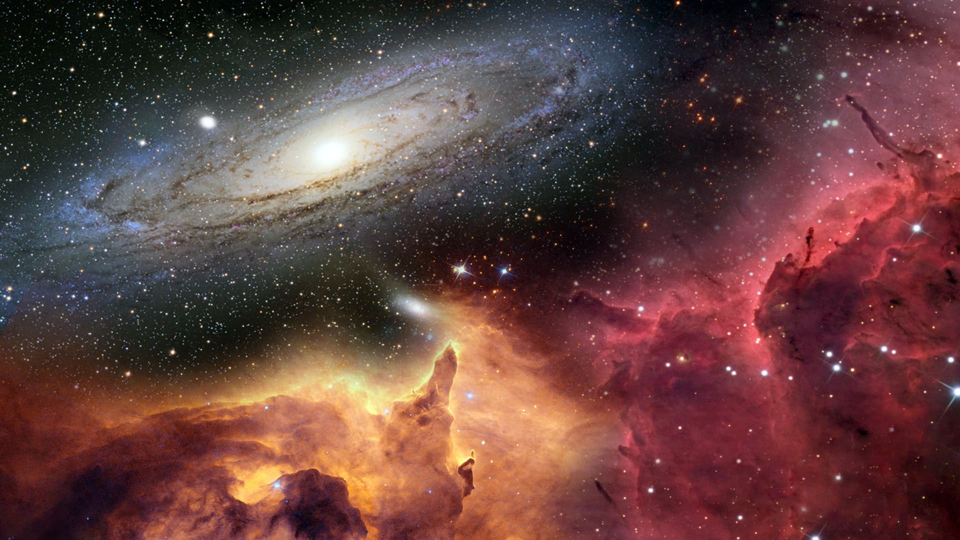 Обои галактика туманность гора звезды картинки на рабочий стол на тему Космос - скачать скачать