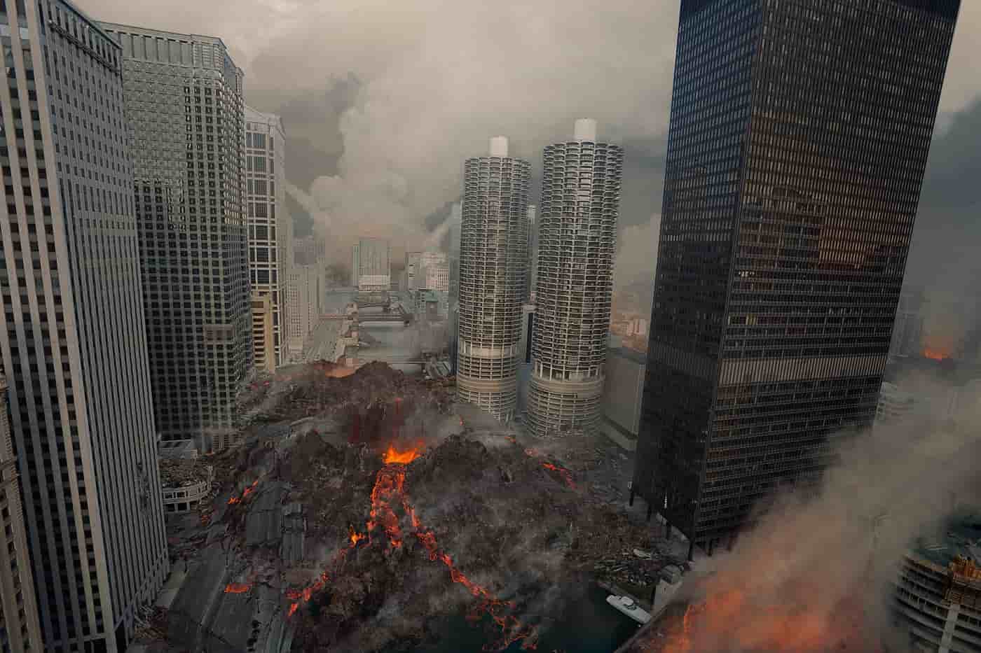 Эпоха катаклизмов. Катастрофа в городе. Разрушенный небоскреб. Америка апокалипсис. Катастрофа на земле.