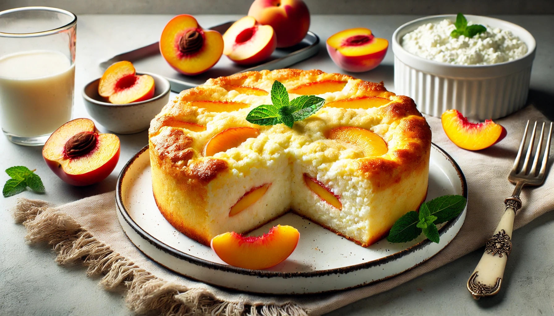 Вкусная радость к завтраку и полднику: воздушная и ароматная запеканка из творога с персиками — простой рецепт аппетитного угощения