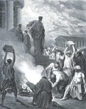 Ефесяне сжигают колдовские книги после проповеди апостола Павла