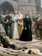 Екатерина Медичи смотрит на убитых во время резни в день святого Варфоломея