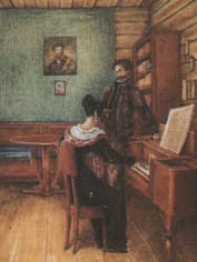 Княгиня Мария Волконская с мужем в камере Петровской тюрьмы