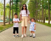 Луиза Шипулина с сыном и дочерью