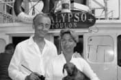 Жак-Ив Кусто с женой Симоной на борту «Калипсо» в Нью-Йорке.