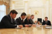 Александр Хлопонин, Дмитрий Козак, Ольга Голодец, Игорь Шувалов и Дмитрий Медведев