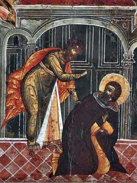 Малюта Скуратов убивает митрополита Филиппа. Клеймо иконы