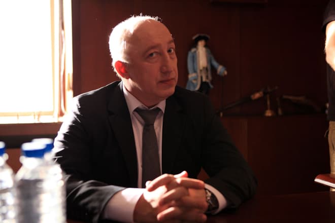 Сергей Степин на съемках фильма "Каникулы президента"