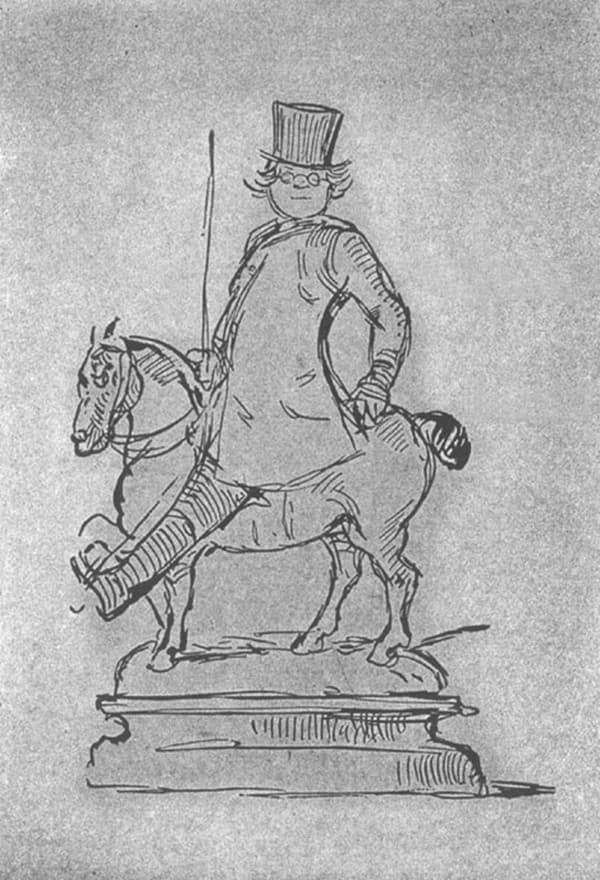 Карикатура Уильяма Теккерея на самого себя