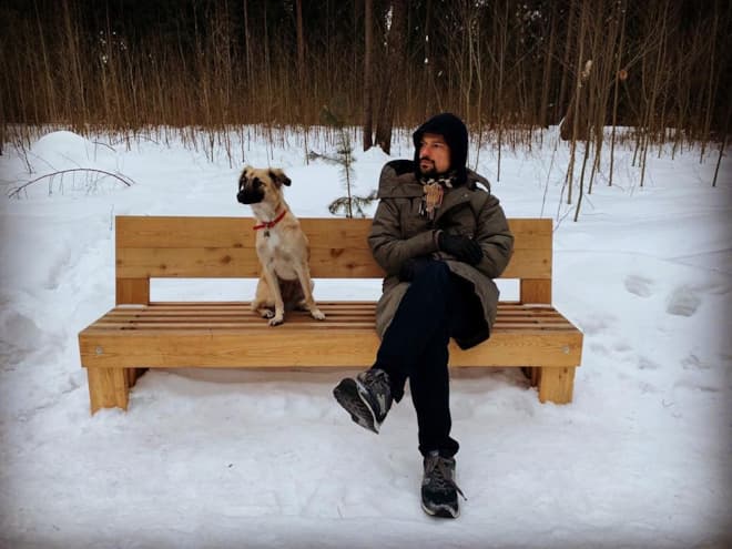 Данила Козловский с собакой