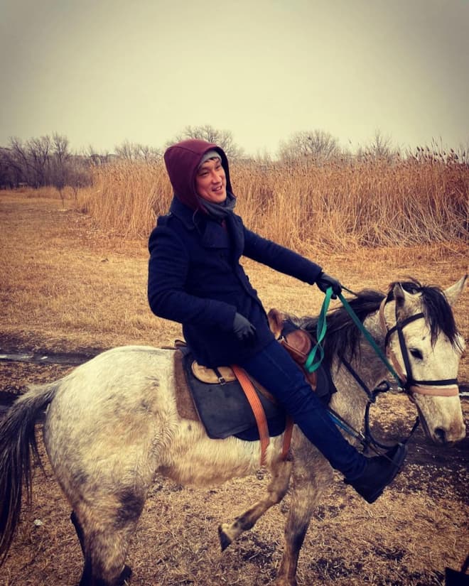 Сангаджи Тарбаев на коне