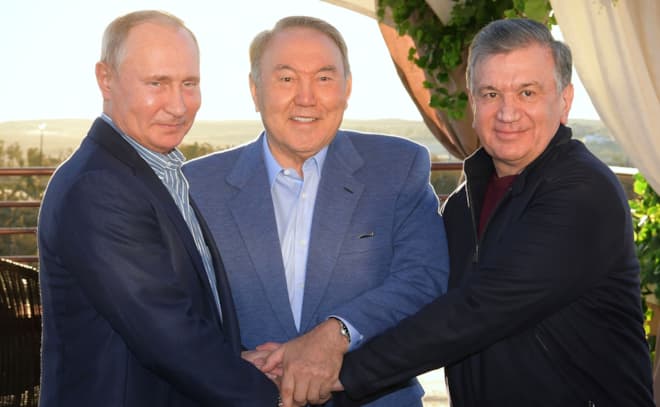 Владимир Путин, Нурсултан Назарбаев и Шавкат Мирзиёев