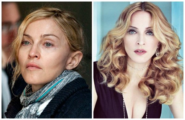 Мадонна до и после макияжа