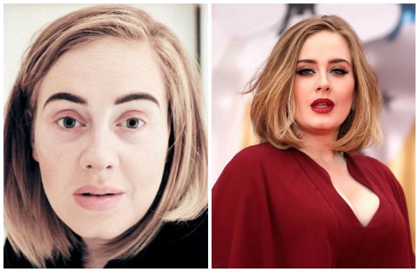 Адель до и после макияжа