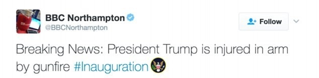"Твит" о ранении Трампа на инаугурации "Твит" о ранении Трампа на инаугурации