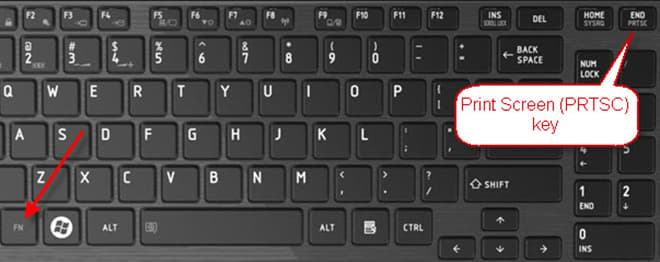 Кнопки Fn и PrntScrn на клавиатуре ноутбука