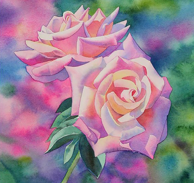 Роза акварелью поэтапно: как нарисовать розу акварелью