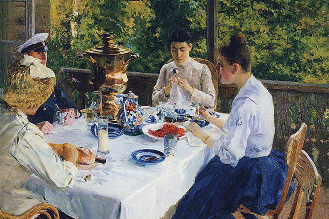 Картина Константина Коровина «За чайным столом»