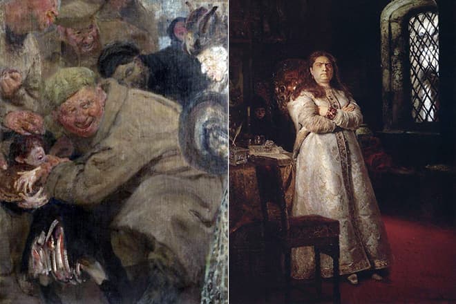 Картины Репина «Большевики» и «Царевна Софья»