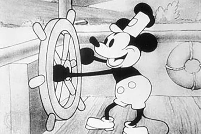 Микки Маус в мультфильме «Пароходик Вилли»