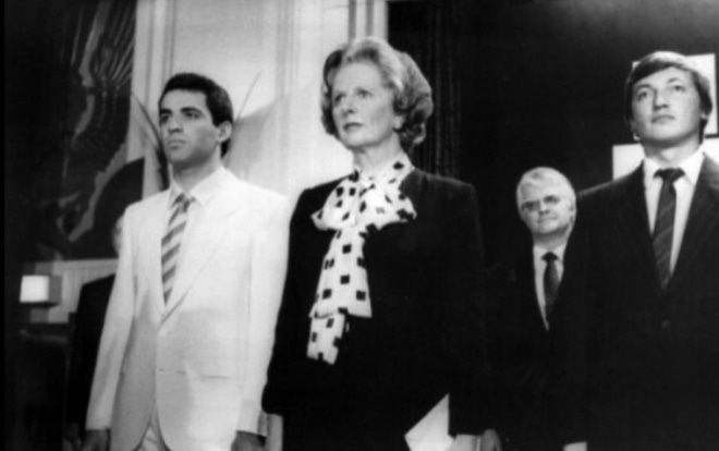 Гарри Каспаров, Маргарет Тэтчер и Анатолий Карпов. Лондон, 1986 год Гарри Каспаров, Маргарет Тэтчер и Анатолий Карпов. Лондон, 1986 год