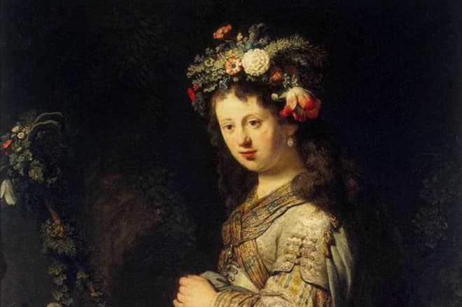 Картина Рембрандта "Саския в образе богини Флоры"
