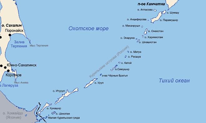 Карта сахалина и курильских островов