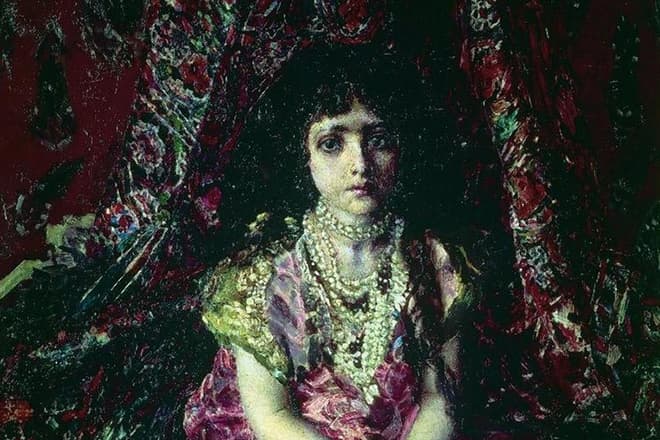 Картина Михаила Врубеля «Девочка на фоне персидского ковра»