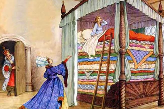Иллюстрация к сказке Ганса Христиана Андерсена "Принцесса на горошине"