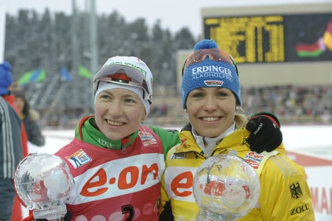 Дарья Домрачева и Магдалена Нойнер. Ханты-Мансийск, 2012