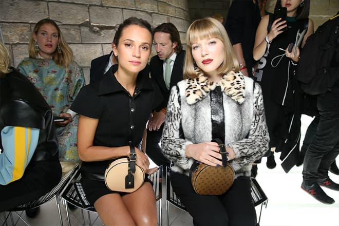 Леа Сейду и Алисия Викандер на показе коллекции Louis Vuitton в 2018 году