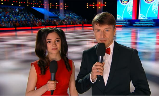 Алексей Ягудин и Евгения Медведева в шоу “Ледниковый период. Дети”