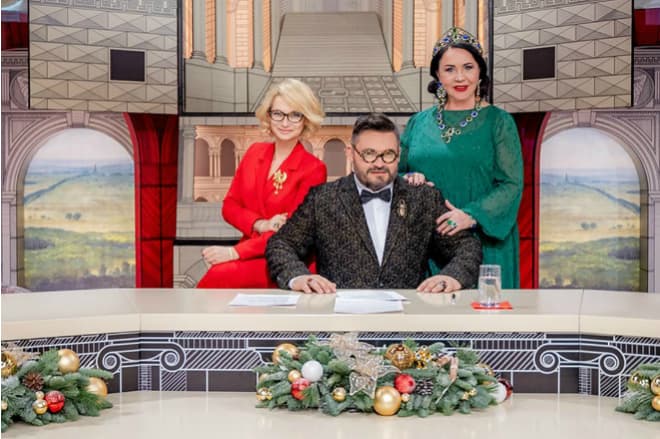 Эвелина Хромченко на съемках новогоднего "Модного приговора" в 2018 году