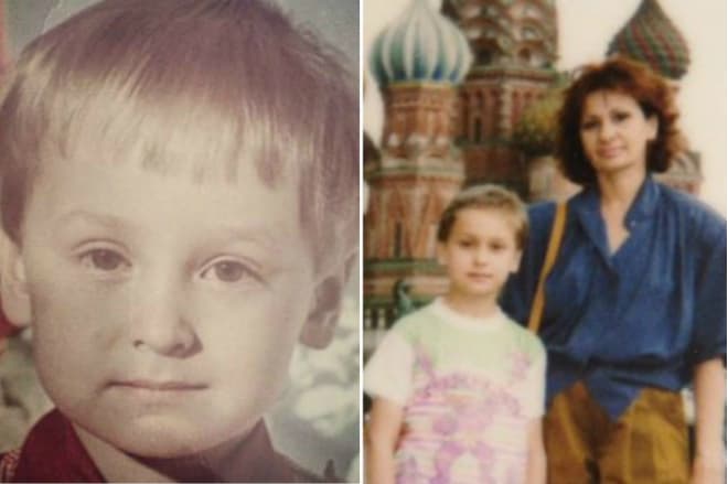 Кирилл Жандаров в детстве с мамой