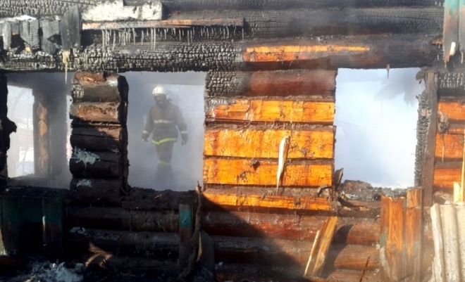 Тушение пожара в селе Благовещенском