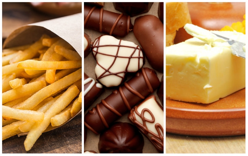 Картофель-фри, конфеты и маргарин Картофель-фри, конфеты и маргарин