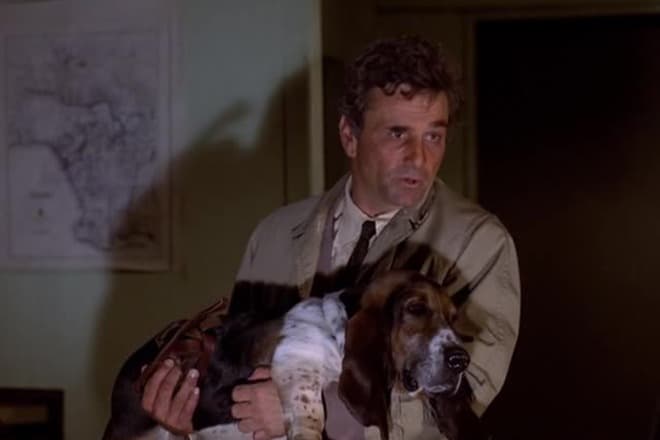 Детектив Коломбо с собакой
