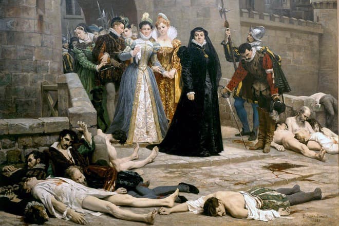 Екатерина Медичи смотрит на убитых во время резни в Варфоломеевскую ночь