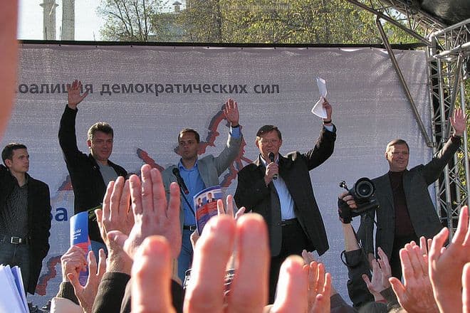 Владимир Рыжков на митинге коалиции демократических сил «За Россию без произвола и коррупции»,