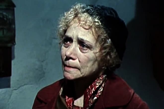 Последняя роль Риммы Быковой (кадр из фильма «Улица Шолом-Алейхема, дом 40»)