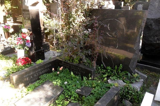 Могила Михаила Ромма и Елены Кузьминой на Новодевичьем кладбище Москвы