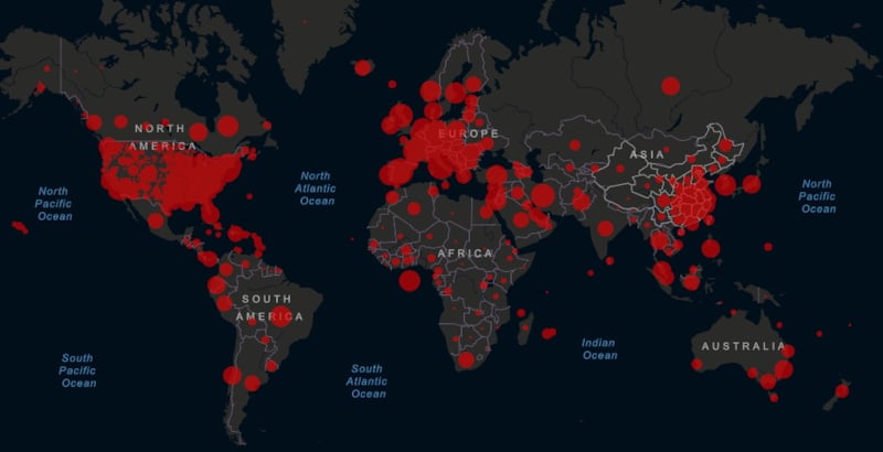 Карта распространения коронавируса в мире