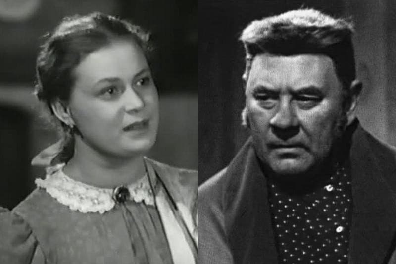 Тамара Алешина и Юрий Толубеев (кадры из фильмов «Горячее сердце» и «Ревизор»)