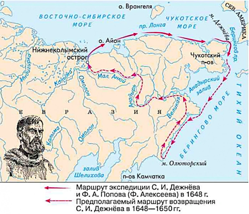 Карта местности в сибири и на дальнем востоке открытой русскими первопроходцами