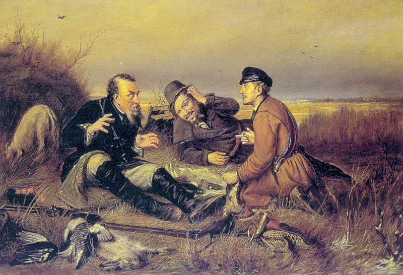 В. Перов "Охотники на привале". (https://ru.wikipedia.org/wiki/%D0%A1%D0%BF%D0%B8%D1%81%D0%BE%D0%BA_%D0%BA%D0%B0%D1%80%D1%82%D0%B8%D0%BD_%D0%92%D0%B0%D1%81%D0%B8%D0%BB%D0%B8%D1%8F_%D0%93%D1%80%D0%B8%D0%B3%D0%BE%D1%80%D1%8C%D0%B5%D0%B2%D0%B8%D1%87%D0%B0_%D0%9F%D0%B5%D1%80%D0%BE%D0%B2%D0%B0#/media/%D0%A4%D0%B0%D0%B9%D0%BB:%D0%9F%D0%B5%D1%80%D0%BE%D0%B2_%D0%9E%D1%85%D0%BE%D1%82%D0%BD%D0%B8%D0%BA%D0%B8_(%D0%BF%D0%BE%D0%B2%D1%82%D0%BE%D1%80%D0%B5%D0%BD%D0%B8%D0%B5).jpg) В. Перов "Охотники на привале". (https://ru.wikipedia.org/wiki/%D0%A1%D0%BF%D0%B8%D1%81%D0%BE%D0%BA_%D0%BA%D0%B0%D1%80%D1%82%D0%B8%D0%BD_%D0%92%D0%B0%D1%81%D0%B8%D0%BB%D0%B8%D1%8F_%D0%93%D1%80%D0%B8%D0%B3%D0%BE%D1%80%D1%8C%D0%B5%D0%B2%D0%B8%D1%87%D0%B0_%D0%9F%D0%B5%D1%80%D0%BE%D0%B2%D0%B0#/media/%D0%A4%D0%B0%D0%B9%D0%BB:%D0%9F%D0%B5%D1%80%D0%BE%D0%B2_%D0%9E%D1%85%D0%BE%D1%82%D0%BD%D0%B8%D0%BA%D0%B8_(%D0%BF%D0%BE%D0%B2%D1%82%D0%BE%D1%80%D0%B5%D0%BD%D0%B8%D0%B5).jpg)