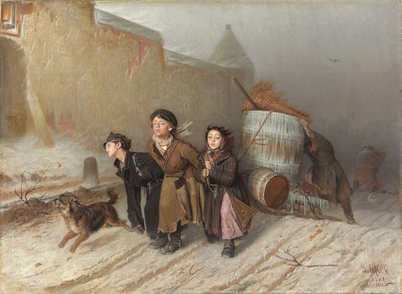 В. Перов "Тройка". 1866. (https://ru.wikipedia.org/wiki/%D0%A1%D0%BF%D0%B8%D1%81%D0%BE%D0%BA_%D0%BA%D0%B0%D1%80%D1%82%D0%B8%D0%BD_%D0%92%D0%B0%D1%81%D0%B8%D0%BB%D0%B8%D1%8F_%D0%93%D1%80%D0%B8%D0%B3%D0%BE%D1%80%D1%8C%D0%B5%D0%B2%D0%B8%D1%87%D0%B0_%D0%9F%D0%B5%D1%80%D0%BE%D0%B2%D0%B0#/media/%D0%A4%D0%B0%D0%B9%D0%BB:%D0%A2%D1%80%D0%BE%D0%B9%D0%BA%D0%B0_-_%D0%92%D0%B0%D1%81%D0%B8%D0%BB%D0%B8%D0%B9_%D0%93%D1%80%D0%B8%D0%B3%D0%BE%D1%80%D1%8C%D0%B5%D0%B2%D0%B8%D1%87_%D0%9F%D0%B5%D1%80%D0%BE%D0%B2_(1866).jpg) В. Перов "Тройка". 1866. (https://ru.wikipedia.org/wiki/%D0%A1%D0%BF%D0%B8%D1%81%D0%BE%D0%BA_%D0%BA%D0%B0%D1%80%D1%82%D0%B8%D0%BD_%D0%92%D0%B0%D1%81%D0%B8%D0%BB%D0%B8%D1%8F_%D0%93%D1%80%D0%B8%D0%B3%D0%BE%D1%80%D1%8C%D0%B5%D0%B2%D0%B8%D1%87%D0%B0_%D0%9F%D0%B5%D1%80%D0%BE%D0%B2%D0%B0#/media/%D0%A4%D0%B0%D0%B9%D0%BB:%D0%A2%D1%80%D0%BE%D0%B9%D0%BA%D0%B0_-_%D0%92%D0%B0%D1%81%D0%B8%D0%BB%D0%B8%D0%B9_%D0%93%D1%80%D0%B8%D0%B3%D0%BE%D1%80%D1%8C%D0%B5%D0%B2%D0%B8%D1%87_%D0%9F%D0%B5%D1%80%D0%BE%D0%B2_(1866).jpg)