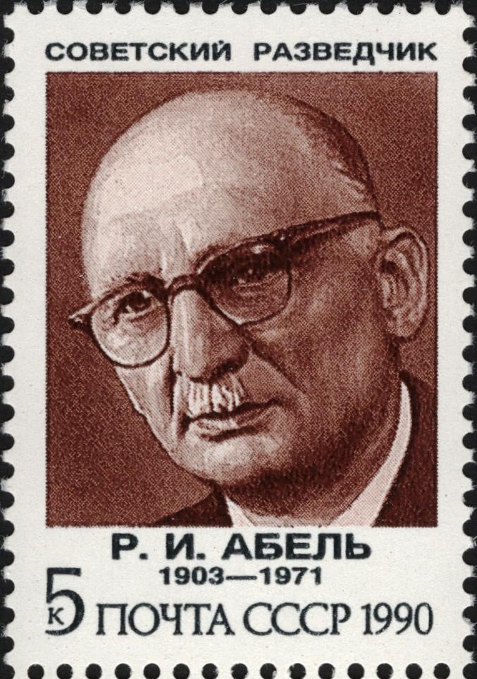 Рудольф Абель на почтовой марке СССР (https://picryl.com/media/the-soviet-union-1990-cpa-6265-stamp-soviet-intelligence-agents-rudolf-abel-d165d0) Рудольф Абель на почтовой марке СССР (https://picryl.com/media/the-soviet-union-1990-cpa-6265-stamp-soviet-intelligence-agents-rudolf-abel-d165d0)