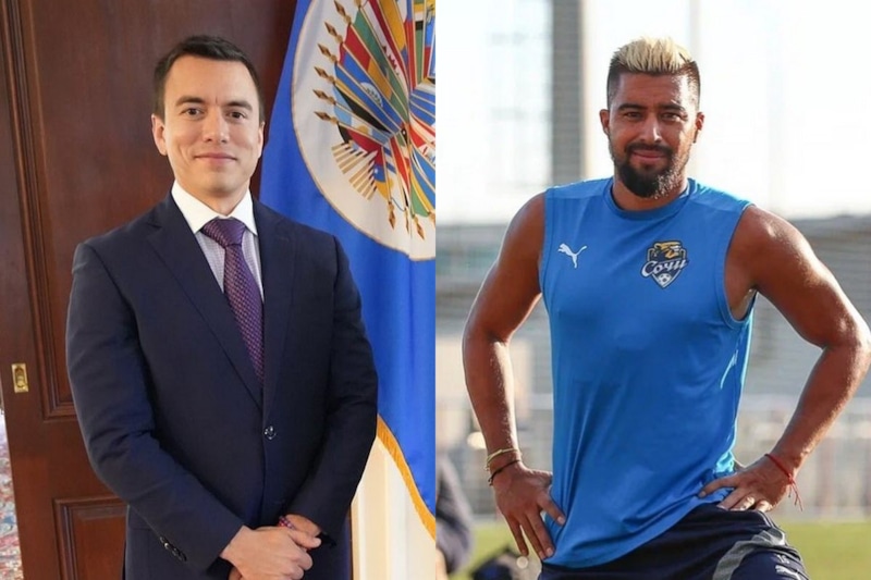 Президент Эквадора Даниэль Нобоа и футболист Кристиан Нобоа