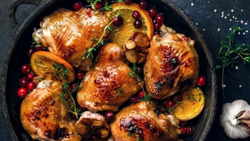 Курица с клюквой и апельсинами Курица с клюквой и апельсинами