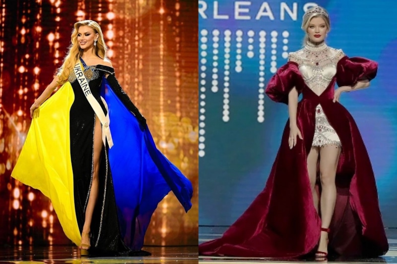 Виктория Апанасенко и Анна Линникова на конкурсе «Мисс Вселенная»