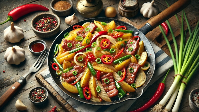 Китайский салат с картофелем и свининой Китайский салат с картофелем и свининой